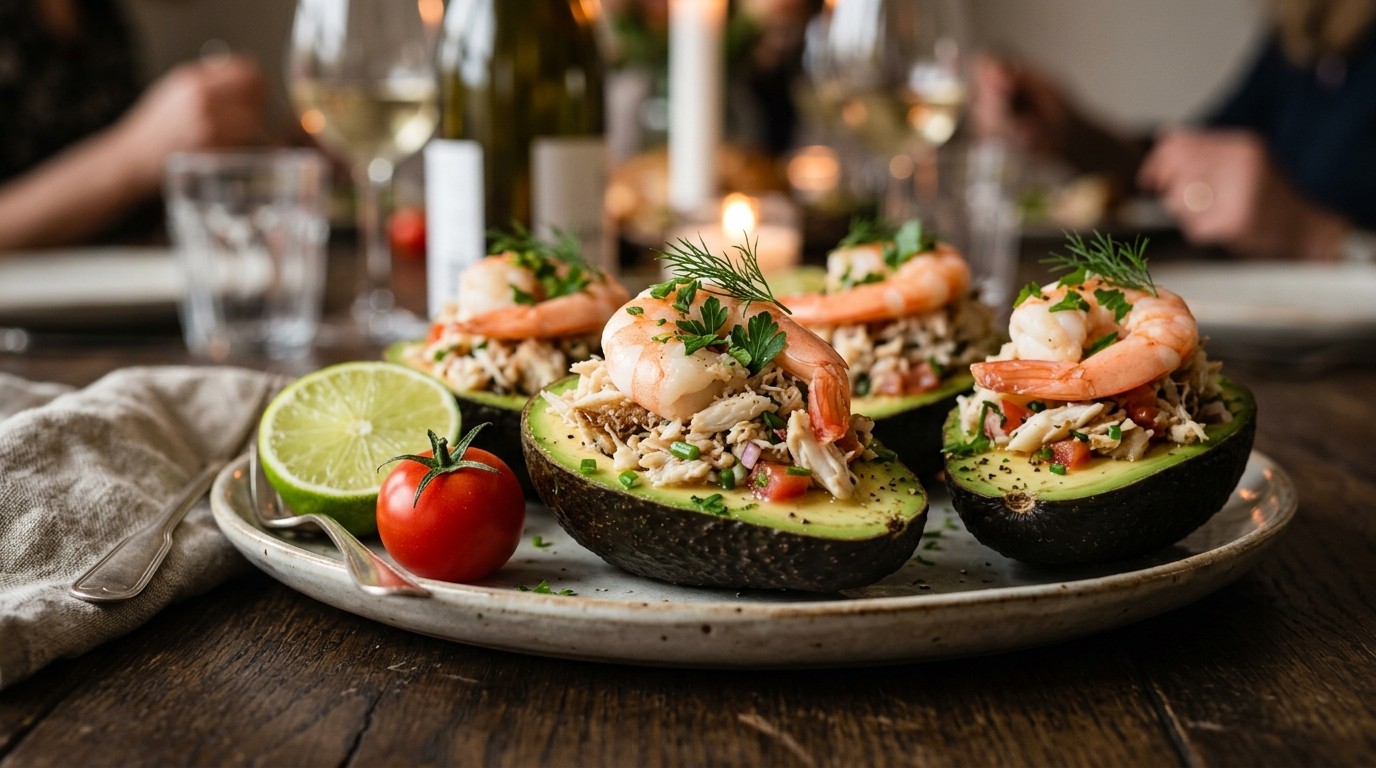 Avocado's met Krab en Garnalen