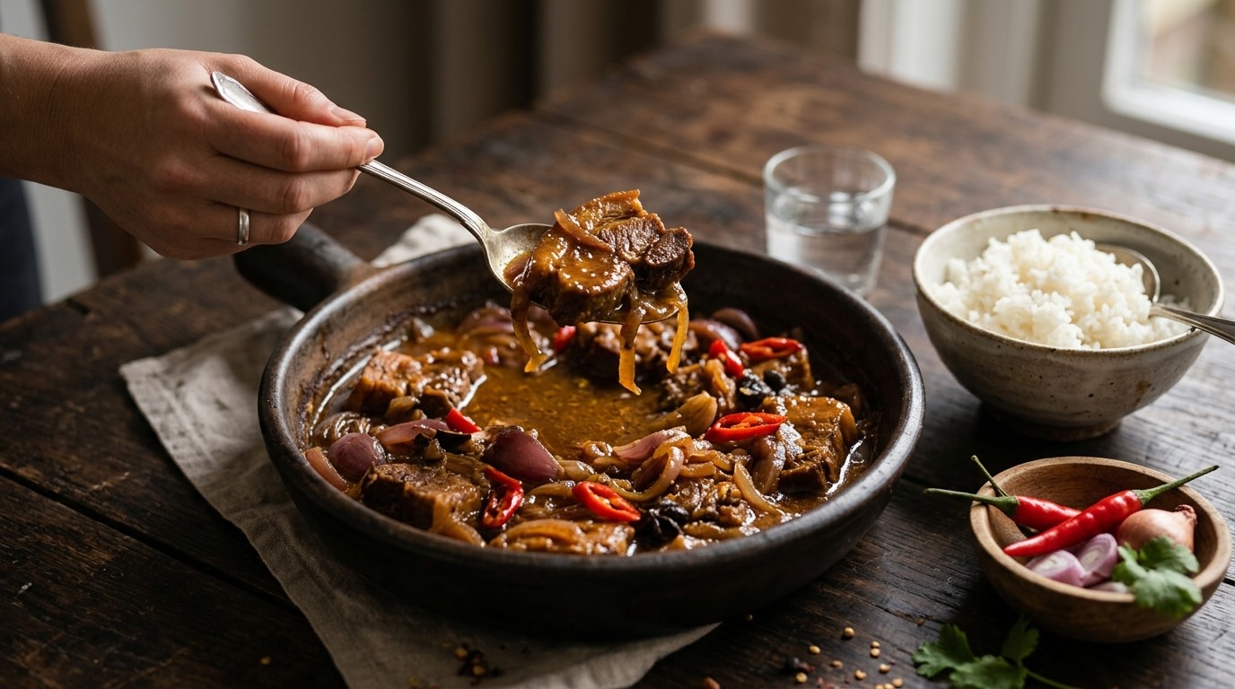 Babi Masak Mosterd (hamlapjes met Mosterd Smaak)
