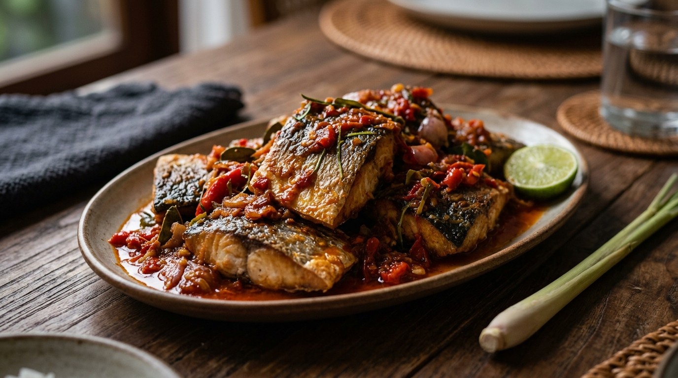 Balado Ikan Tenggiri (zeer Hete Makreel)