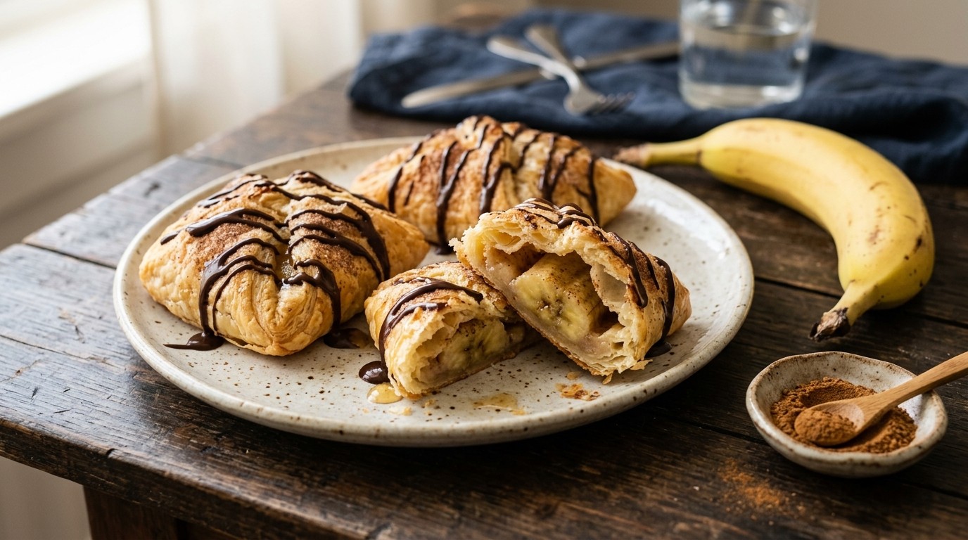 Banaan in Bladerdeeg met Chocolade