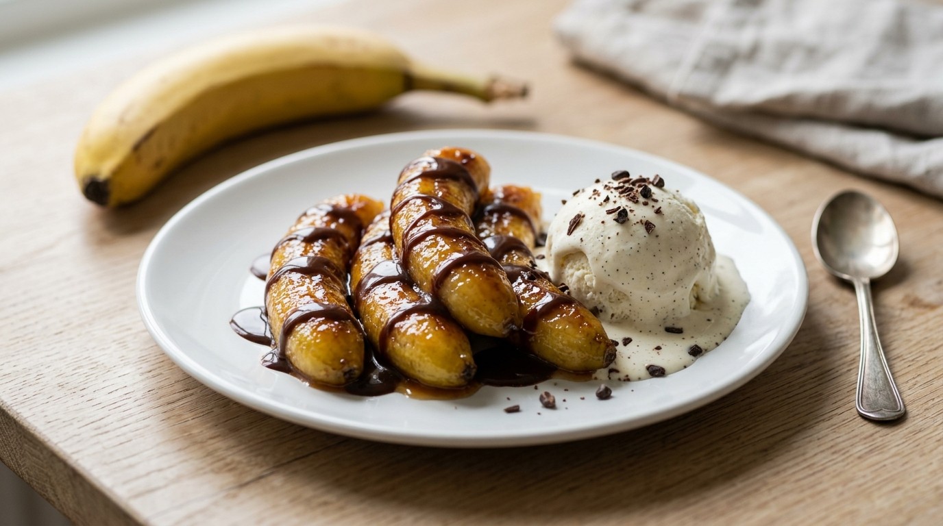 Banaan met Chocoladesaus