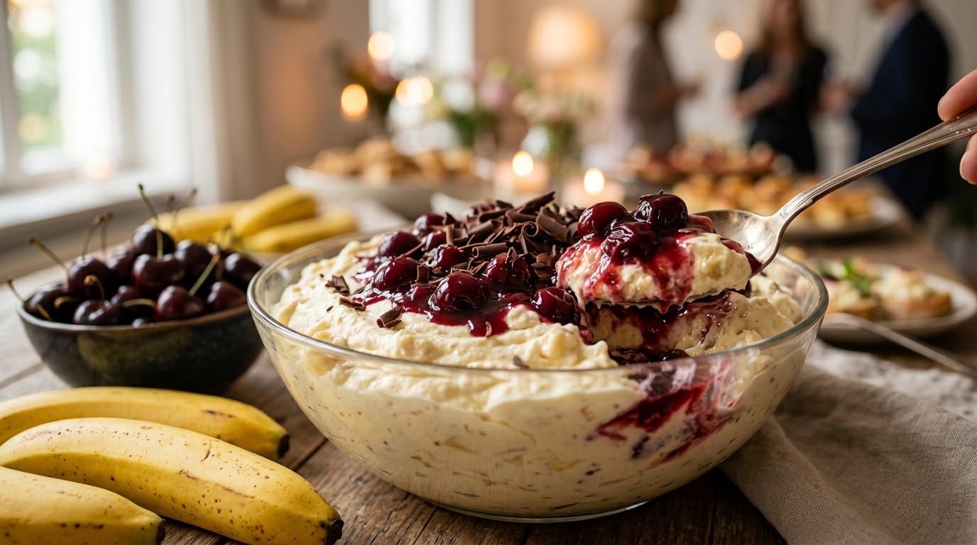 Bananenkwark met Kersencompote Voor Buffet