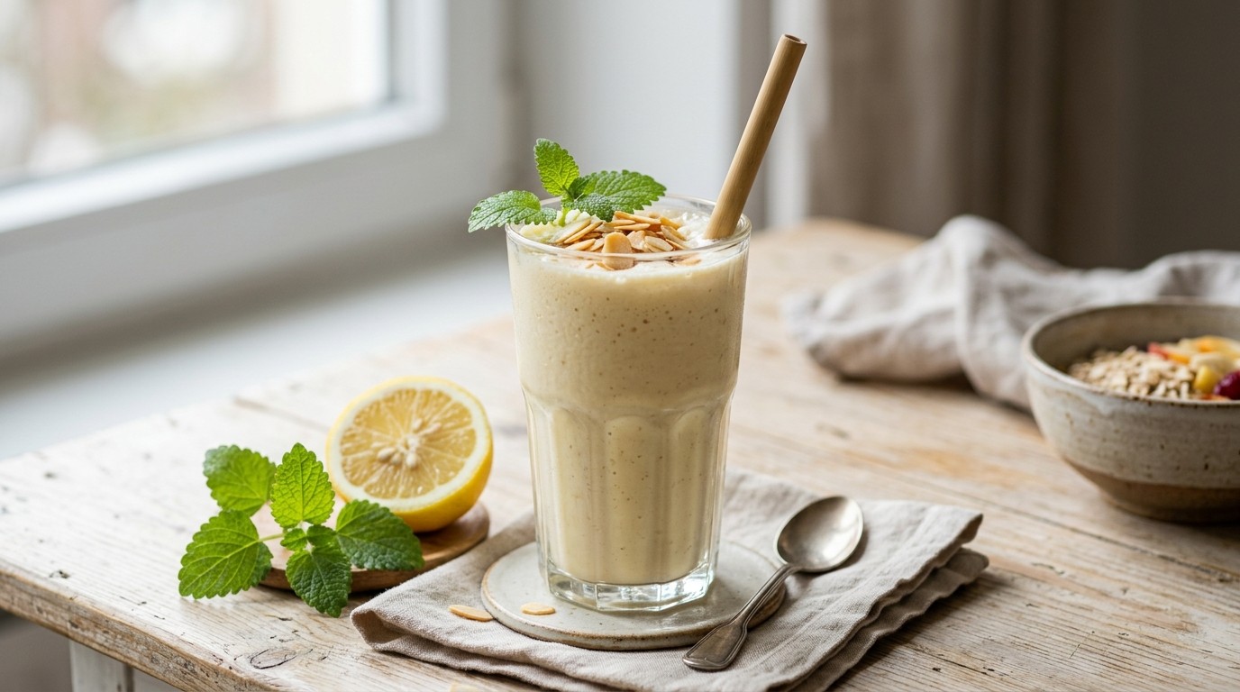 Bananenshake met Amandelschaafsel