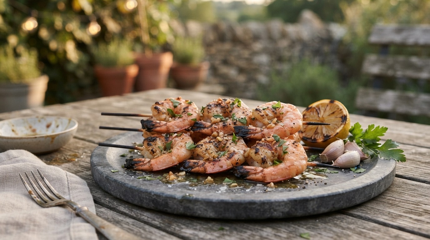 BBQ Garnalenspies met Knoflook