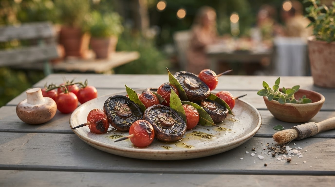 BBQ Spies van Champignons en Tomaatjes