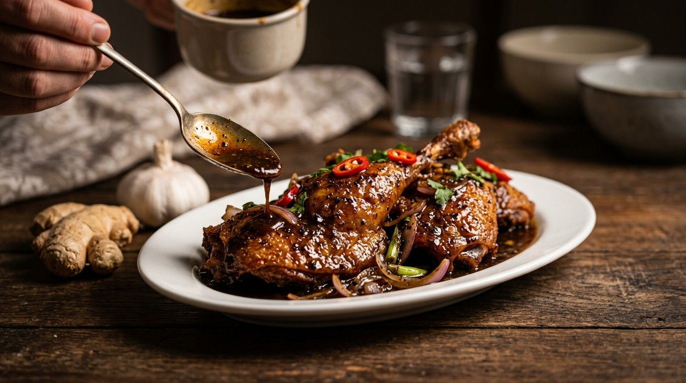 Bebek Goreng Lada Hitam (gefrituurde Eend in Pepersausje)
