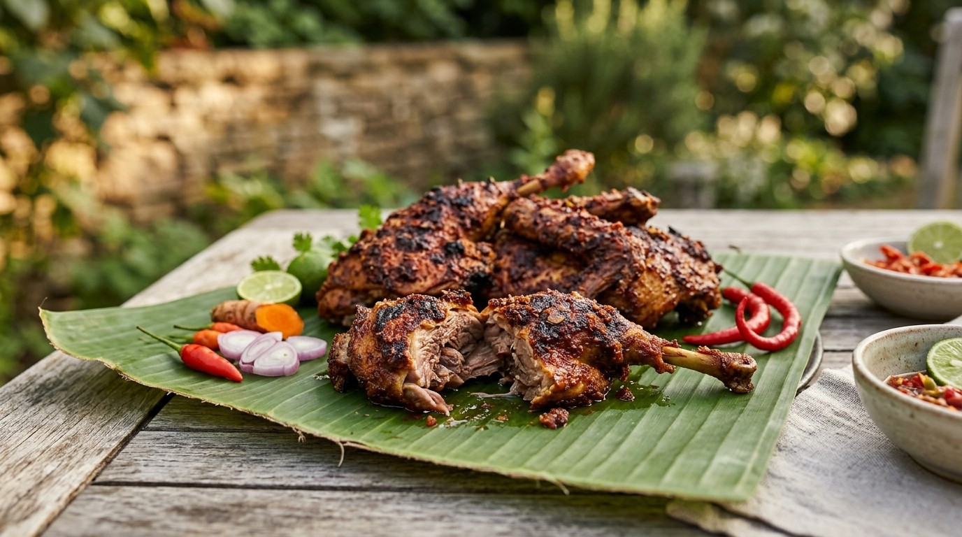 Bebek Panggang Pedis (geroosterde Pittige Eend)
