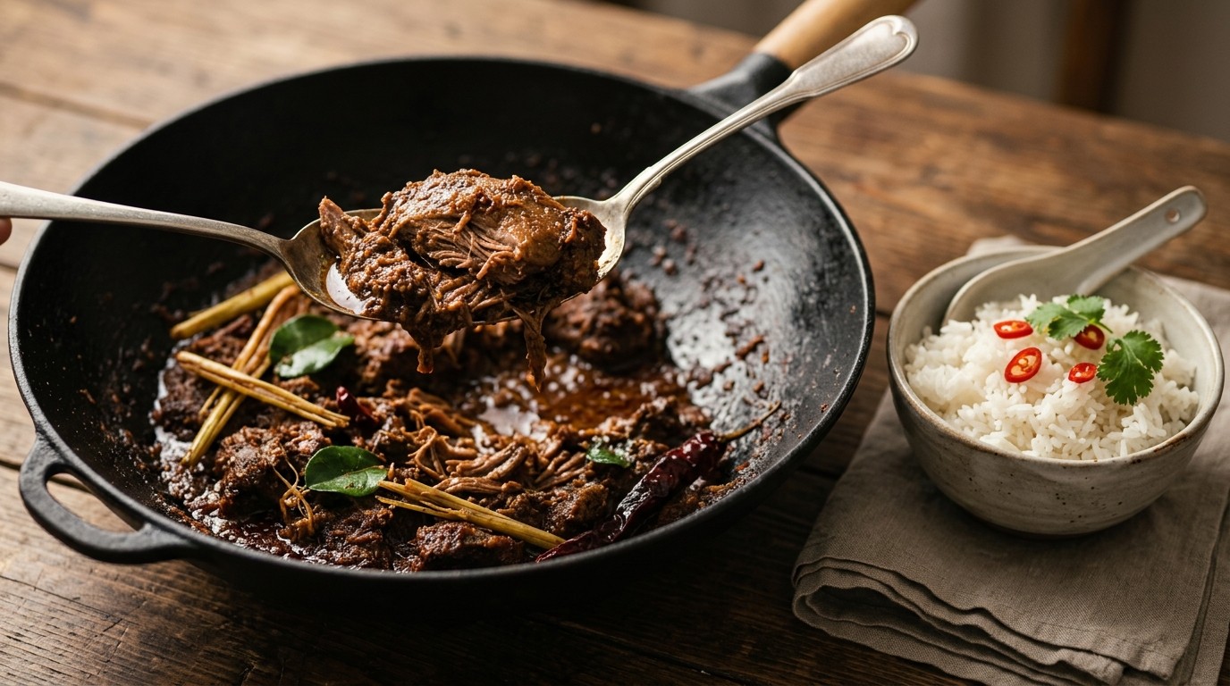 Bebek Rendang (gestoofde Eend in Kokosmelk)