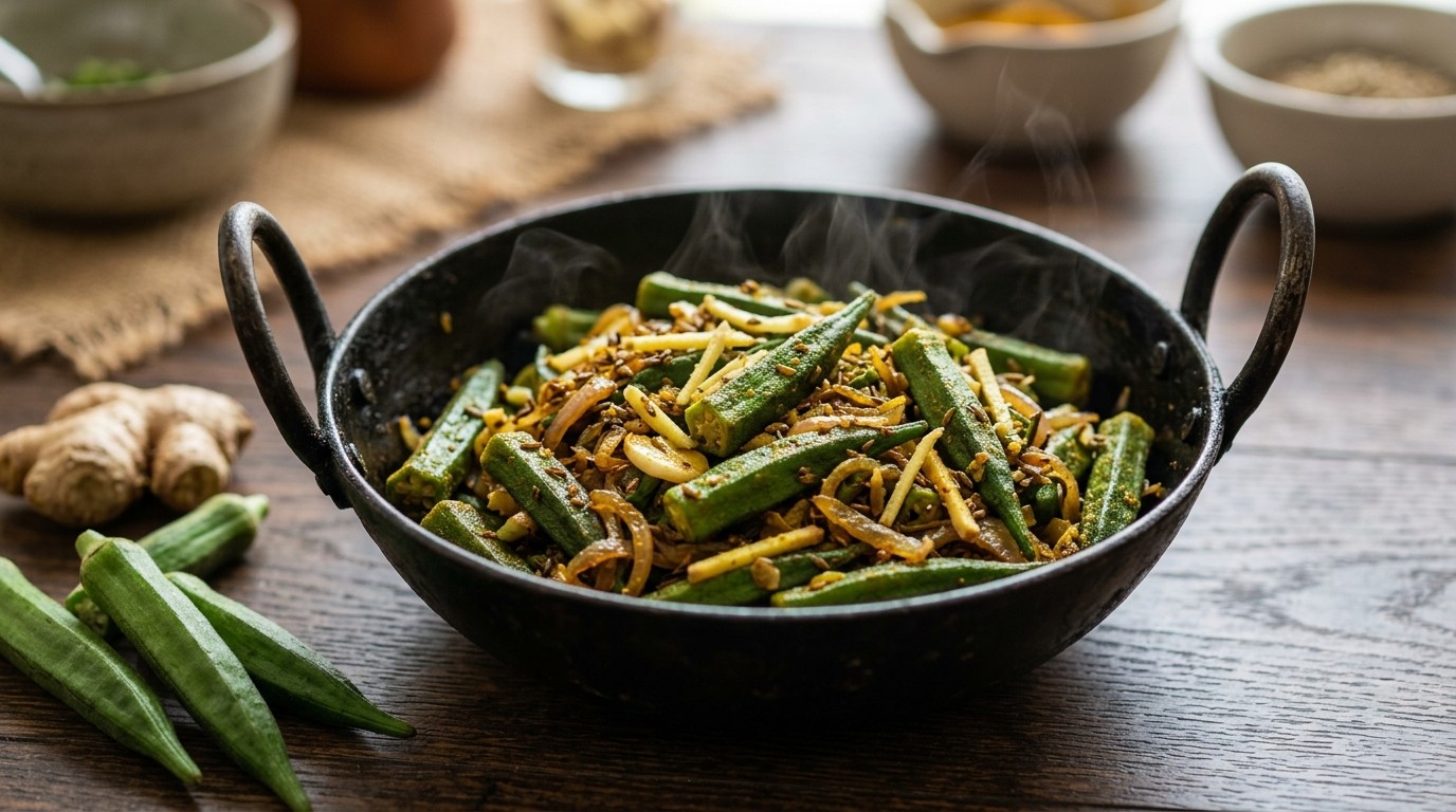 Bhindi Bhajji (Curry van Okra's)