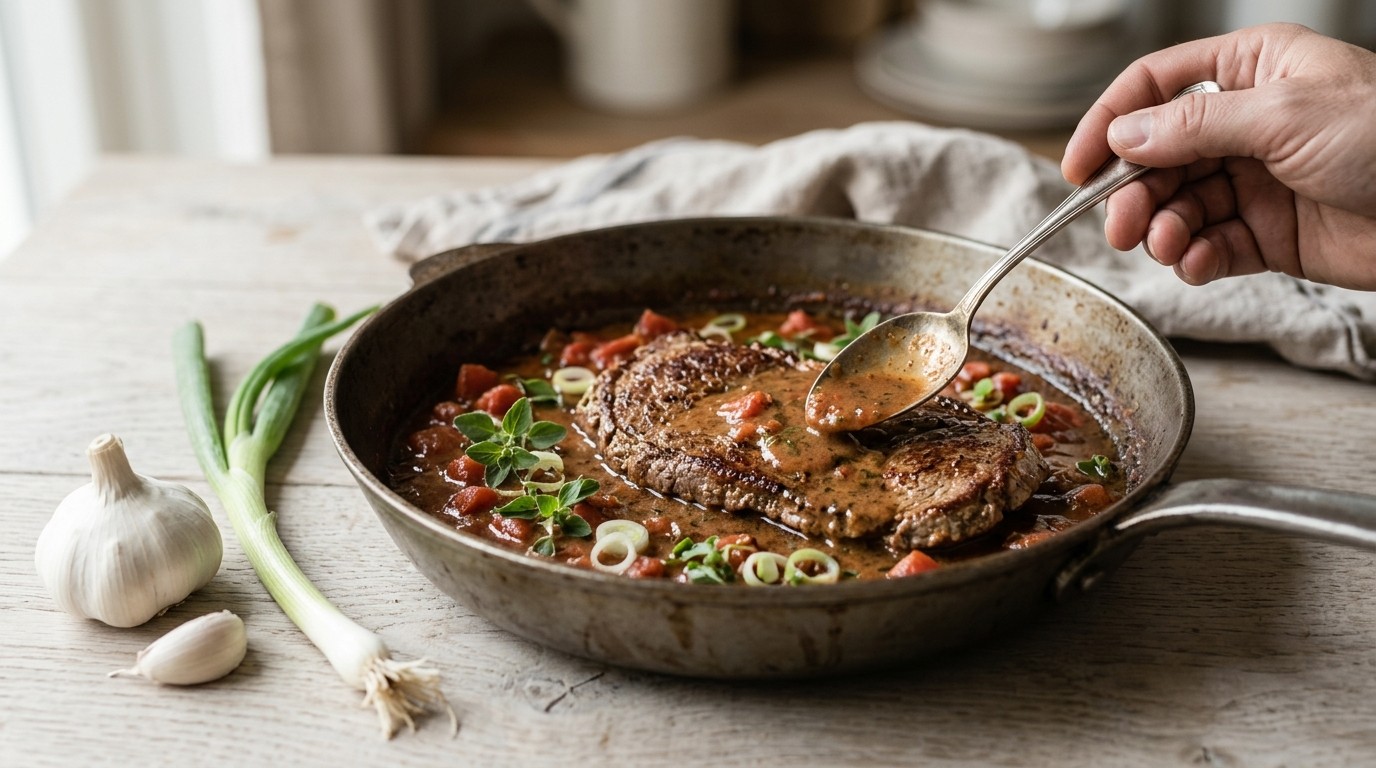Bieflapje met Tomatensaus