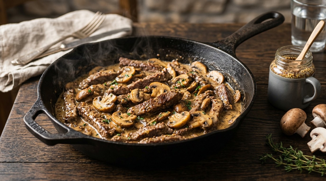 Biefstuk met Champignons en Whiskeysaus