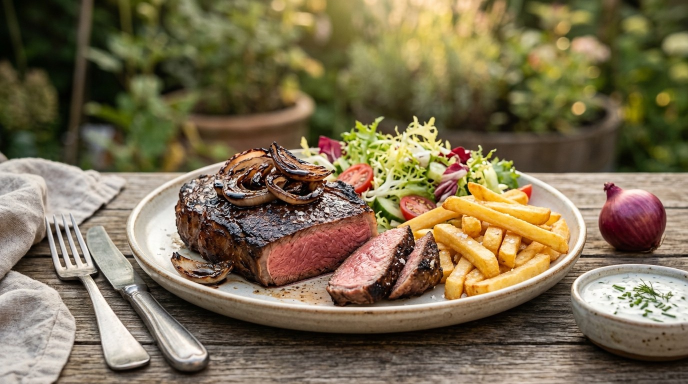 Biefstuk met Gegrilde ui recept Biefstuk met Gegrilde ui recept