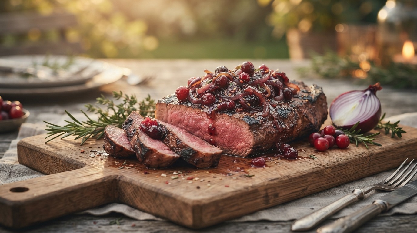 Biefstuk met Pittige Uien-cranberrysaus