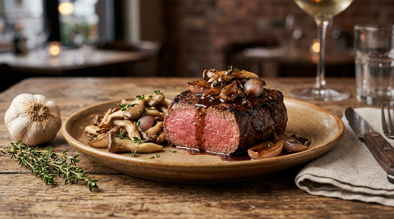 Biefstuk van de Haas met Balsamico-knoflooksaus
