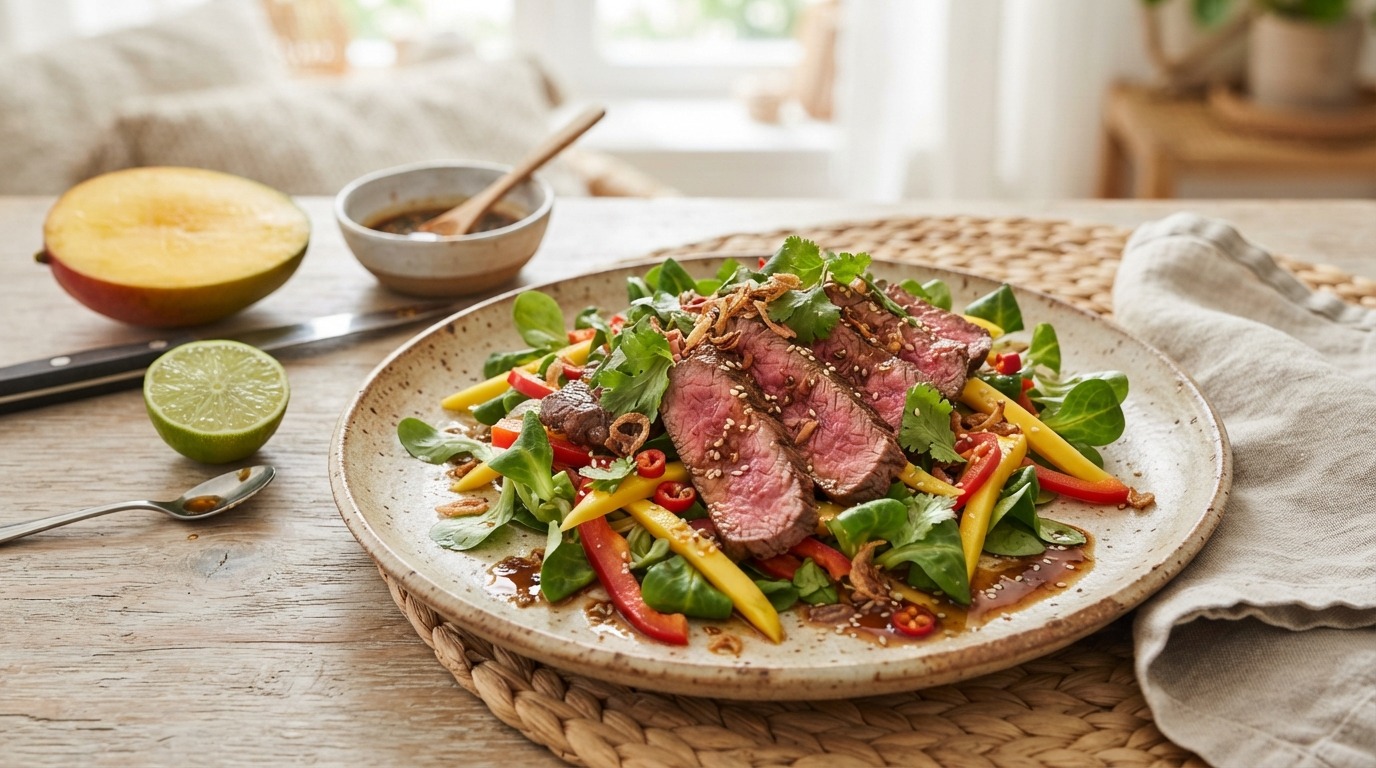 Biefstuksalade met Mango en Paprika