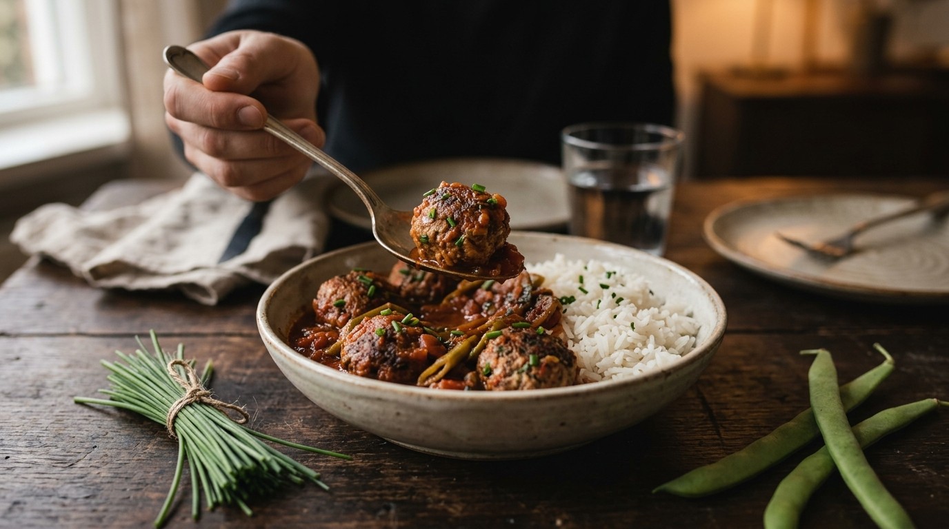 Bieslook-gehaktballetjes in Tomatensaus