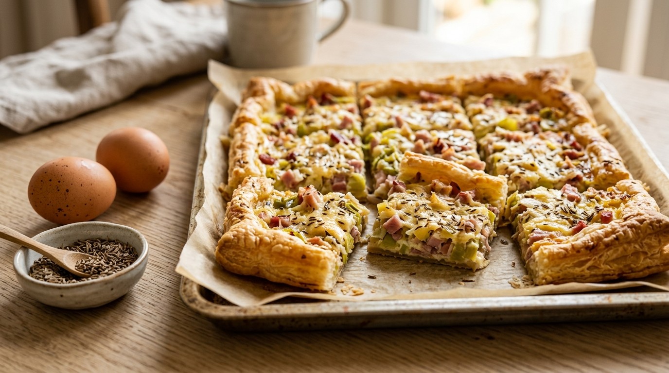 Bladerdeeg met ham, Spek en Prei recept Bladerdeeg met ham, Spek en Prei recept