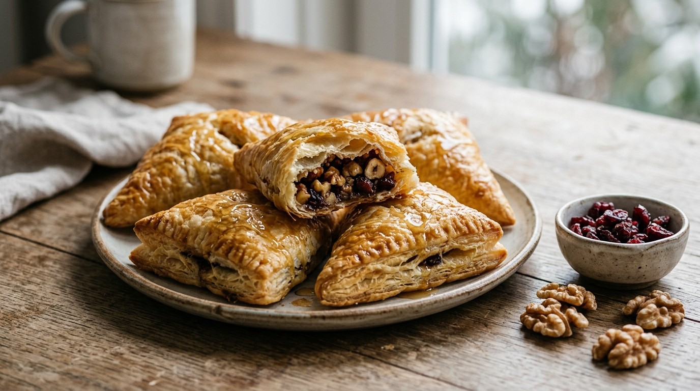 Bladerdeegflapjes met Honing-notenvulling recept Bladerdeegflapjes met Honing-notenvulling recept