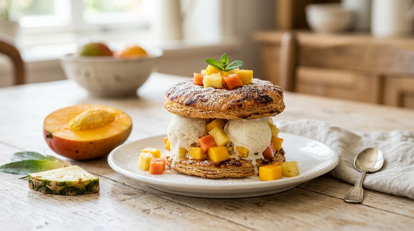Bladerdeegkoekjes met Tropiche Vruchten