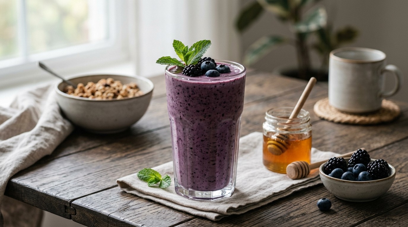 Blauwe Bessen-karnemelkshake