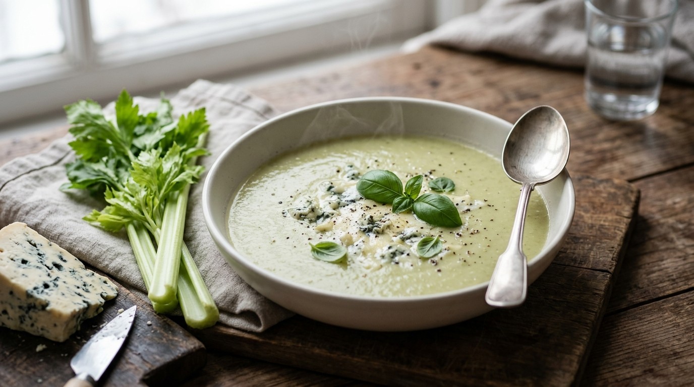 Bleekselderijsoep met Danish Blue