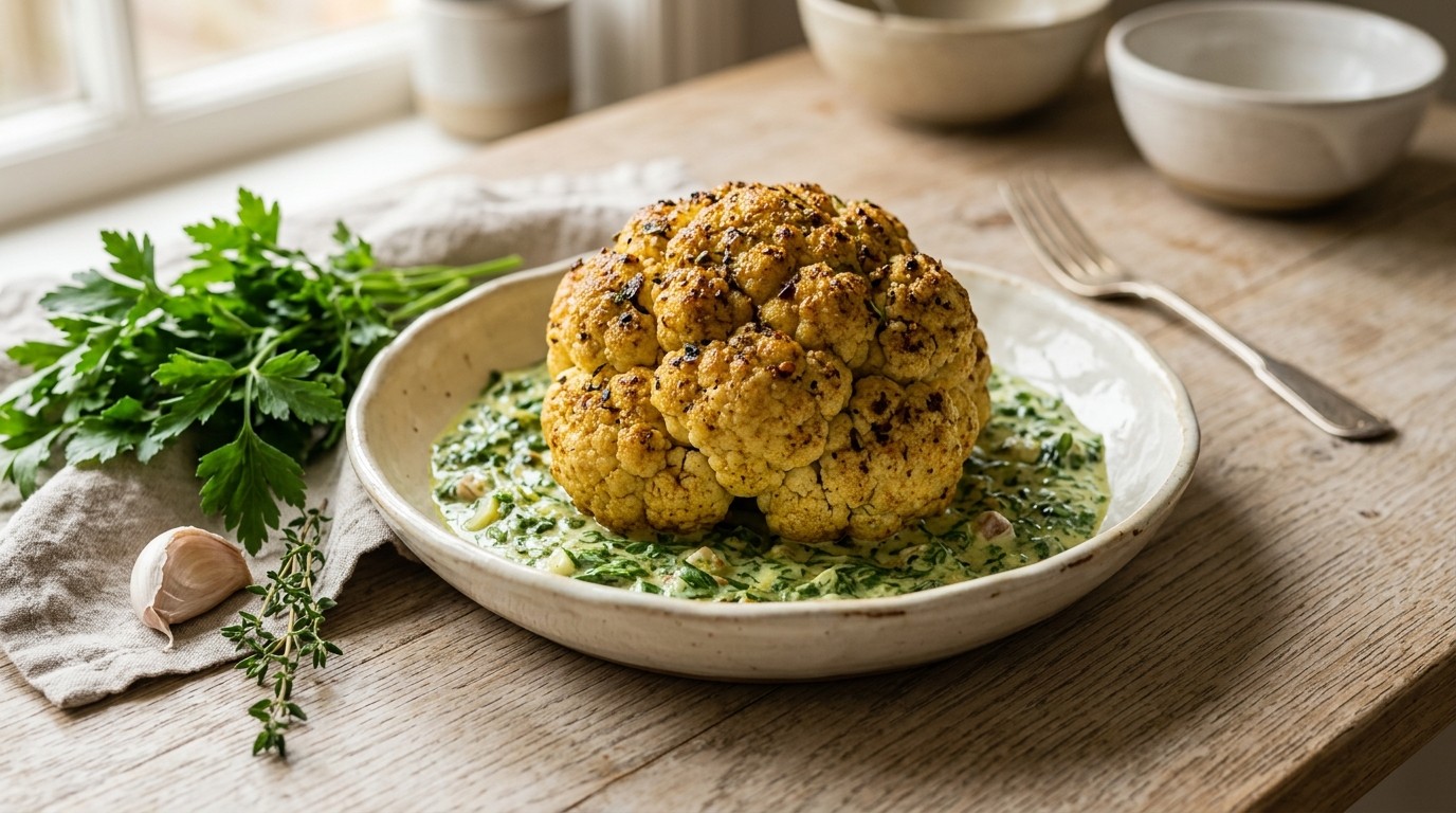 Bloemkool in Groen Bedje recept Bloemkool in Groen Bedje recept