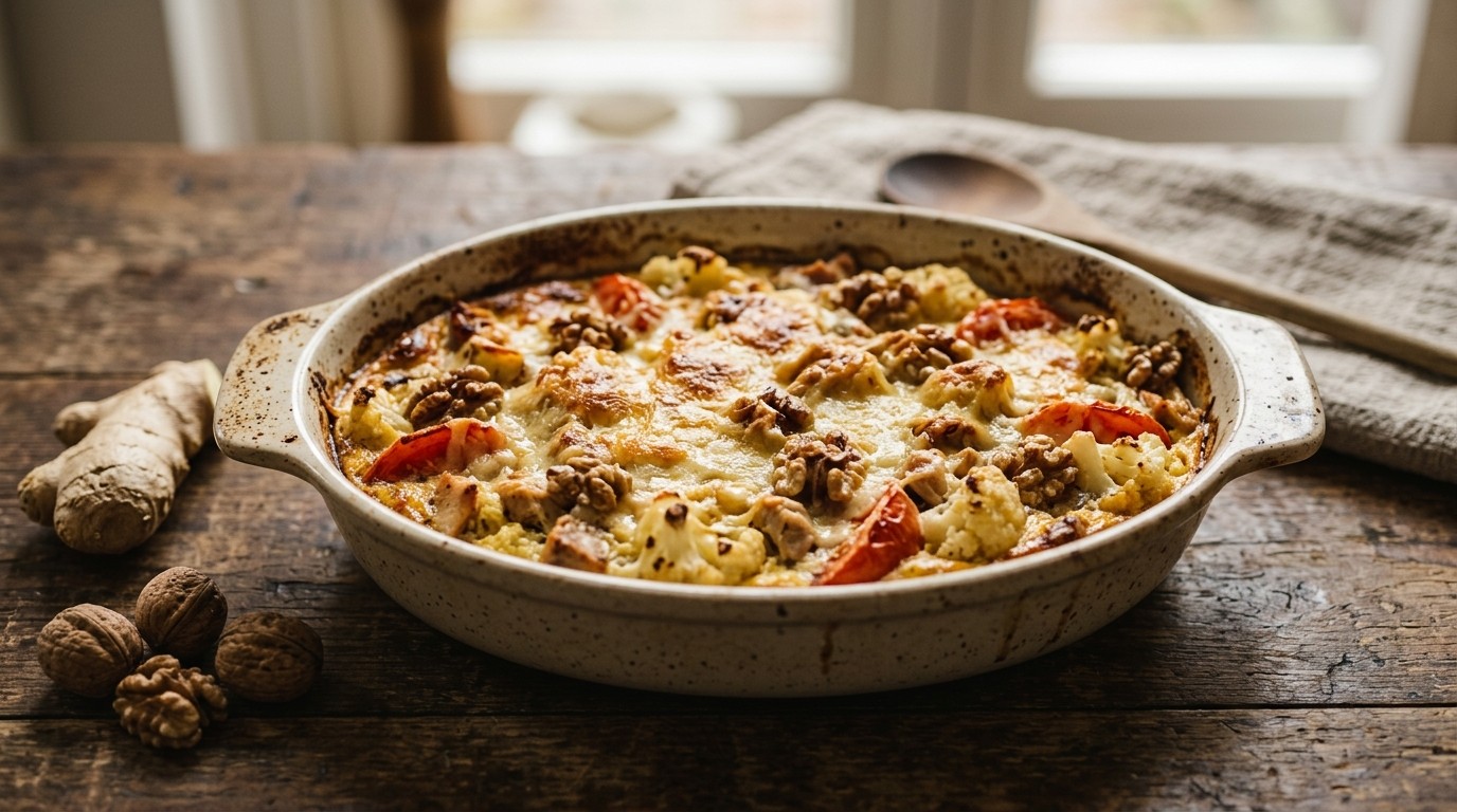 Bloemkool-tomatenschotel (eventueel Vegetarisch) recept Bloemkool-tomatenschotel (eventueel Vegetarisch) recept