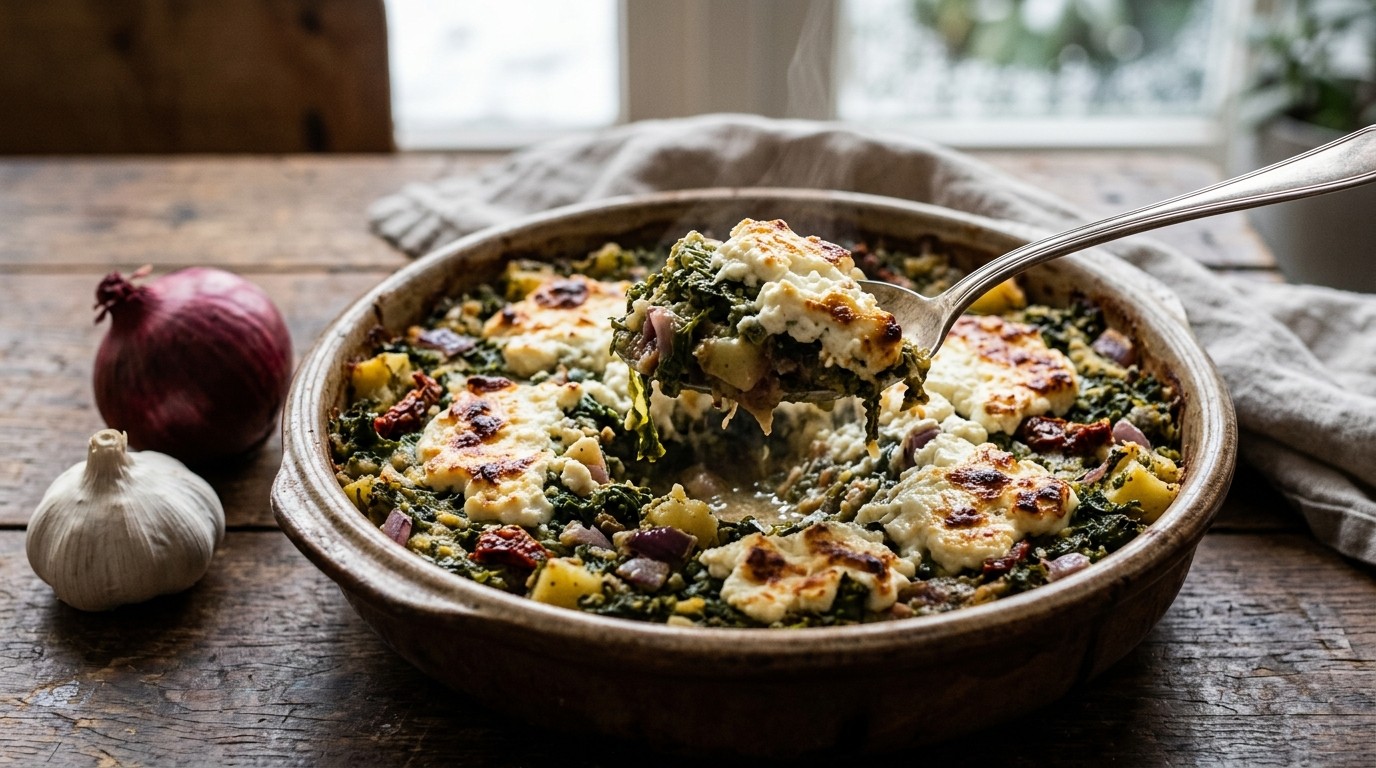 Boerenkoolschotel met Hüttenkäse