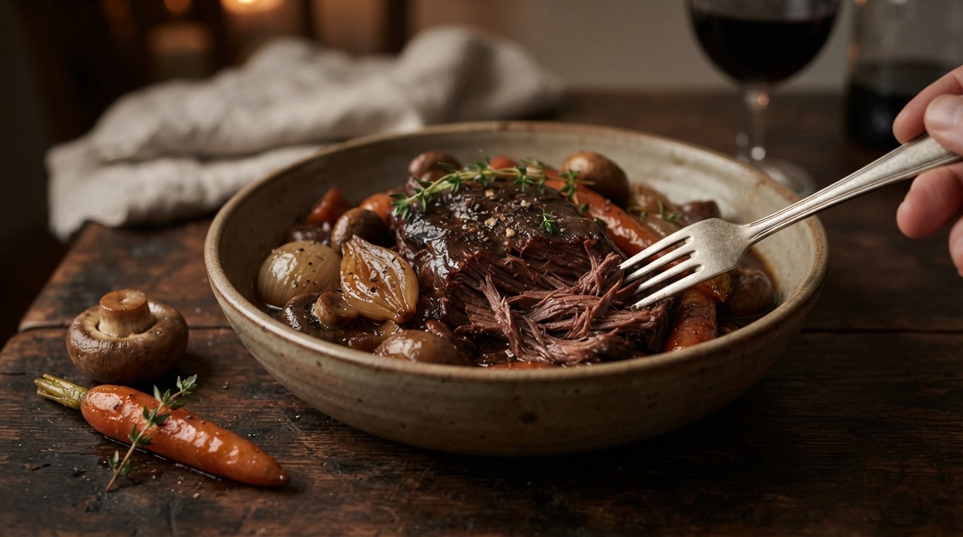 Boeuf Bourguignon uit de Slowcooker