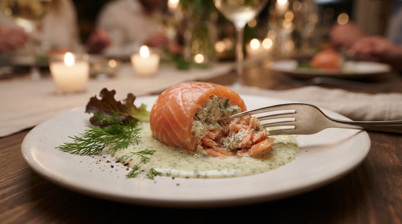 Bonbon van Zalm met Dille Saus