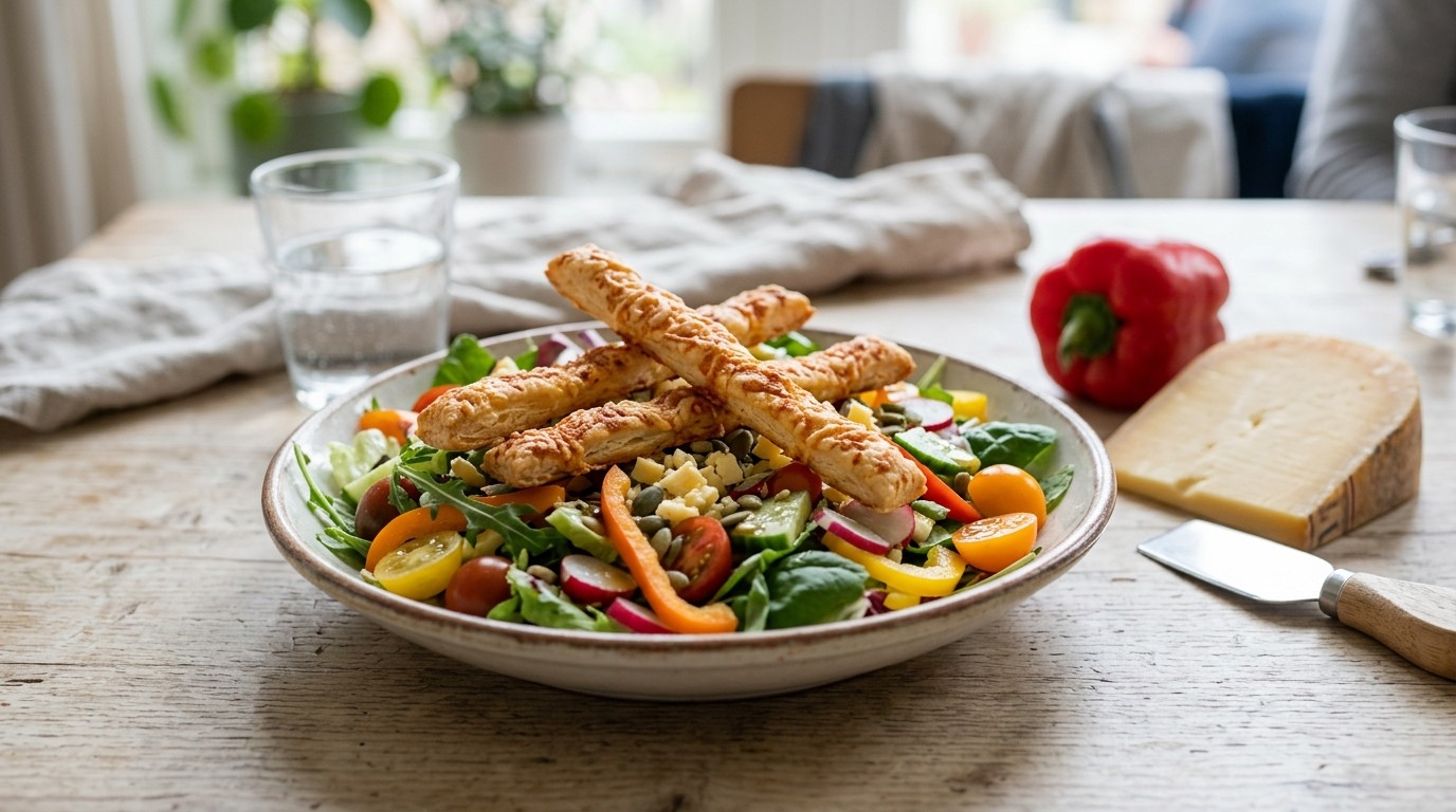 Bonte Salade met Kaassticks