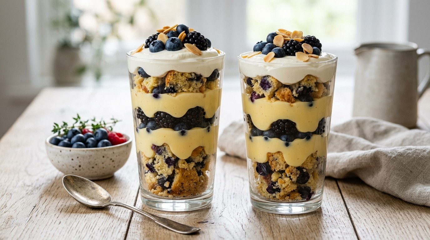 Bosbessenmuffintriffles