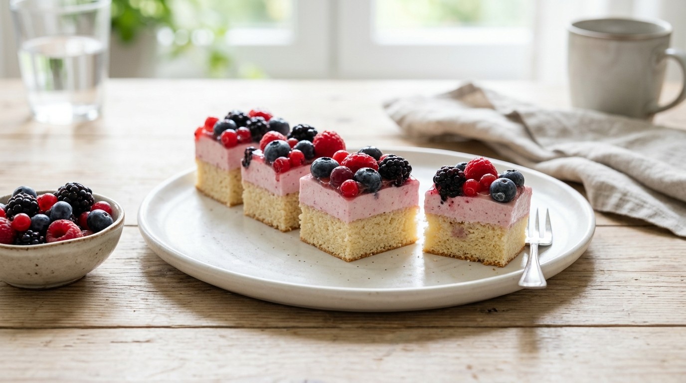 Bosvruchten-yoghurtgebakjes