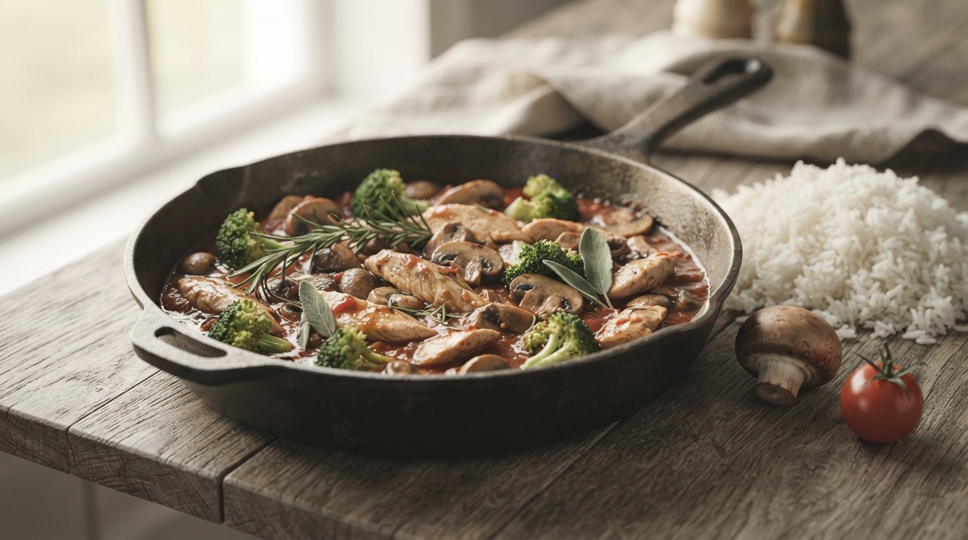 Broccoli met kip en Champignons