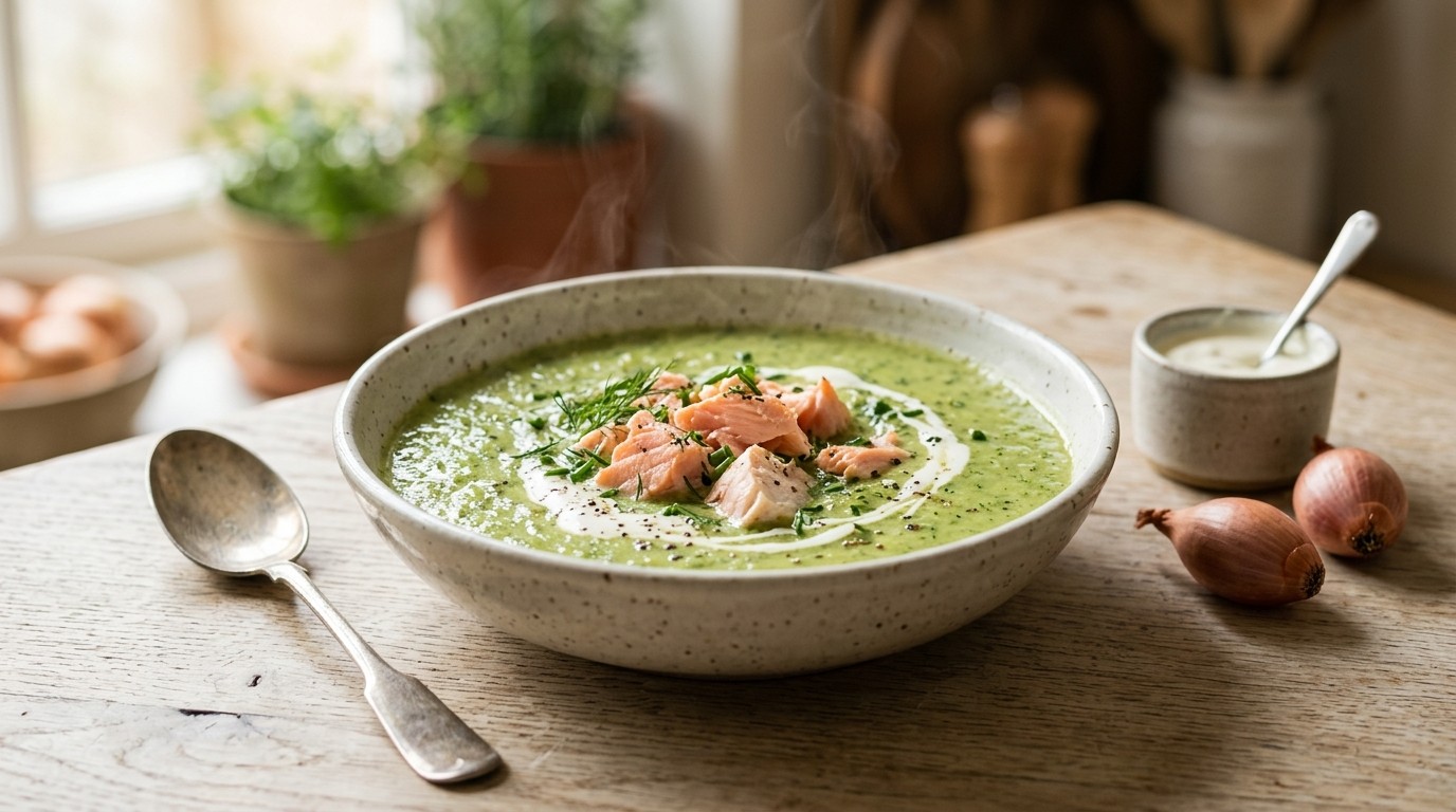 Broccolisoep met Zalmfilet