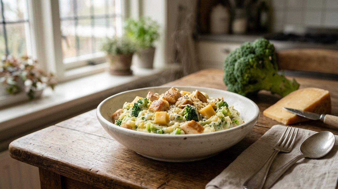 Broccolistamppot met kip en Kaas recept Broccolistamppot met kip en Kaas recept