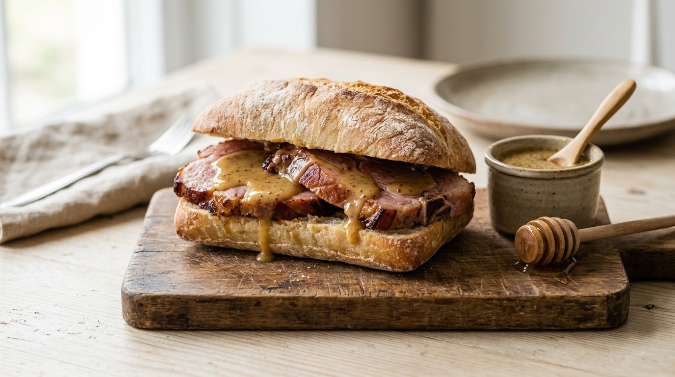 Broodje Beenham met Honingmosterdsaus
