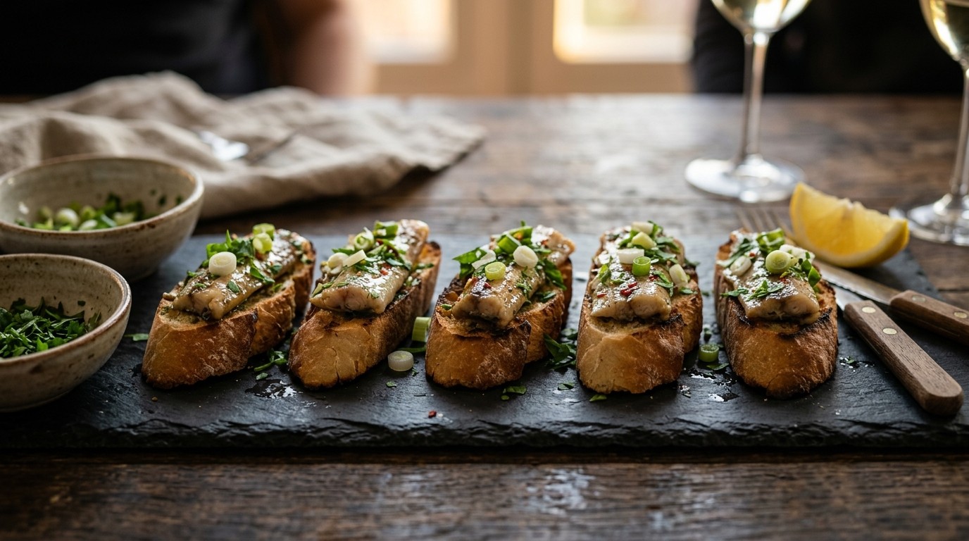 Bruschetta met Gemarineerde Paling