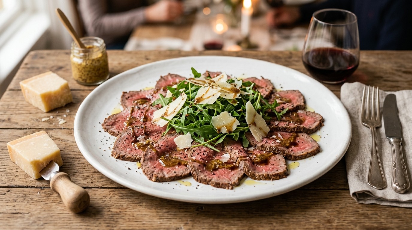 Carpaccio met Rucola en Balsamicodressing