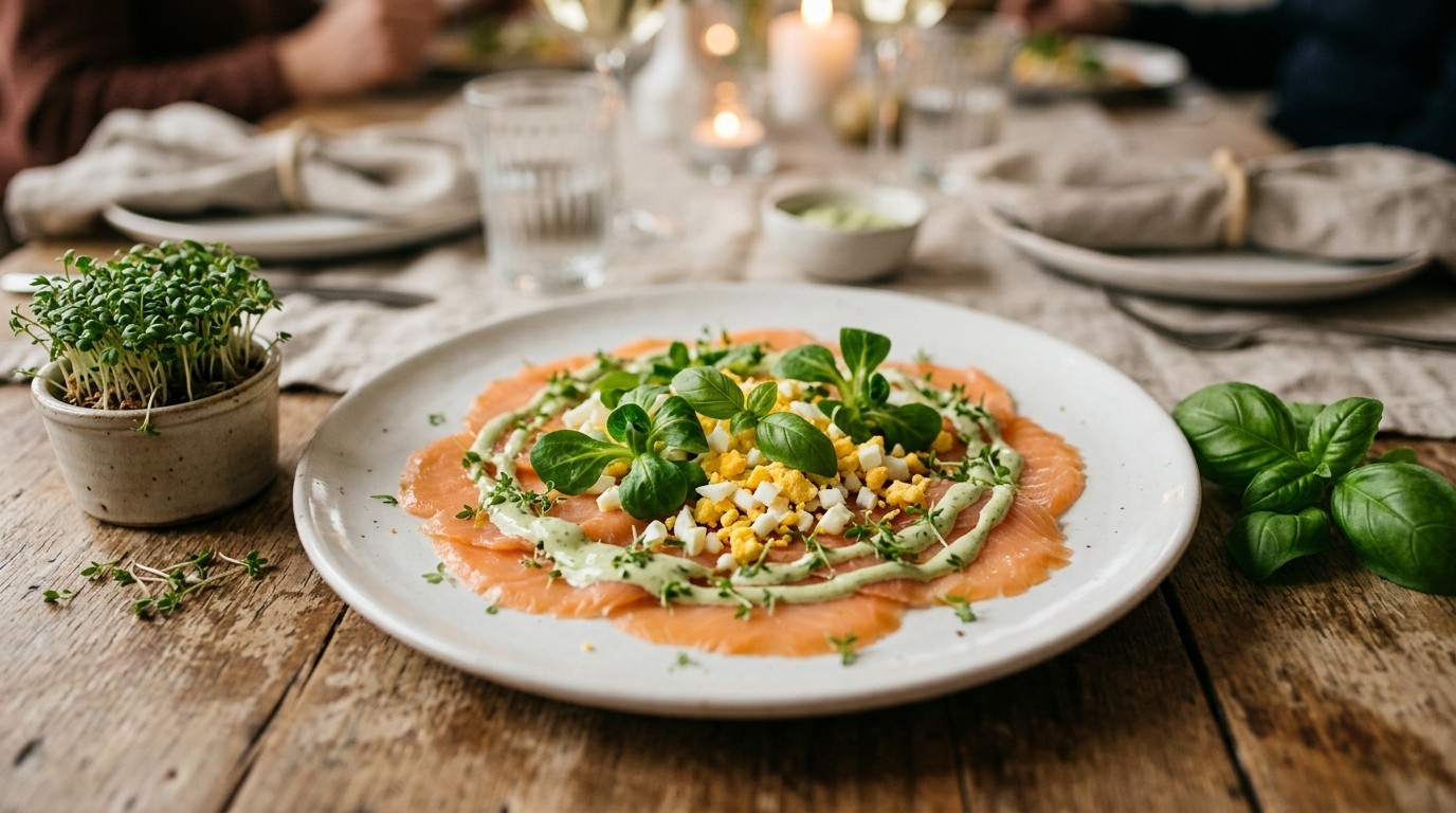 Carpaccio van Zalm en Eieren