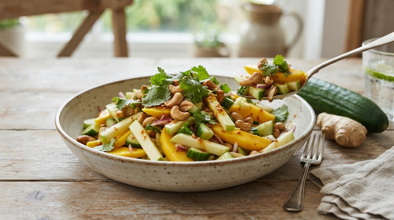 Cashewnoten en Mango Salade