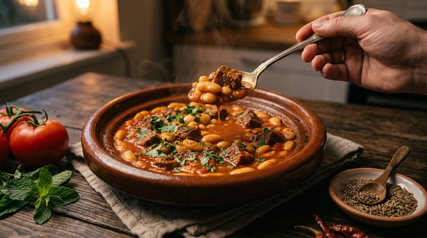 Cassoulet van Witte Bonen en Rundvlees (Loubia bil Lahma)