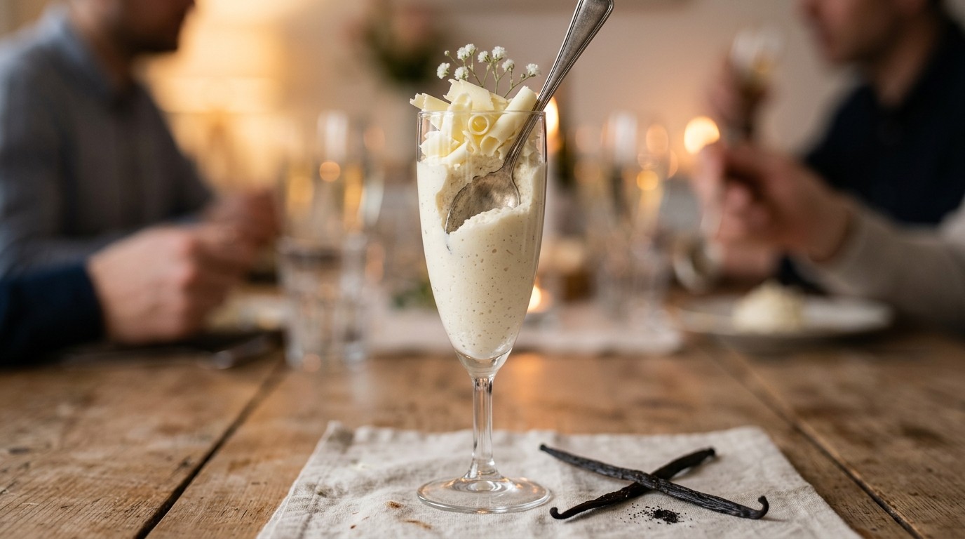 Champagneglas met Witte Chocolademousse
