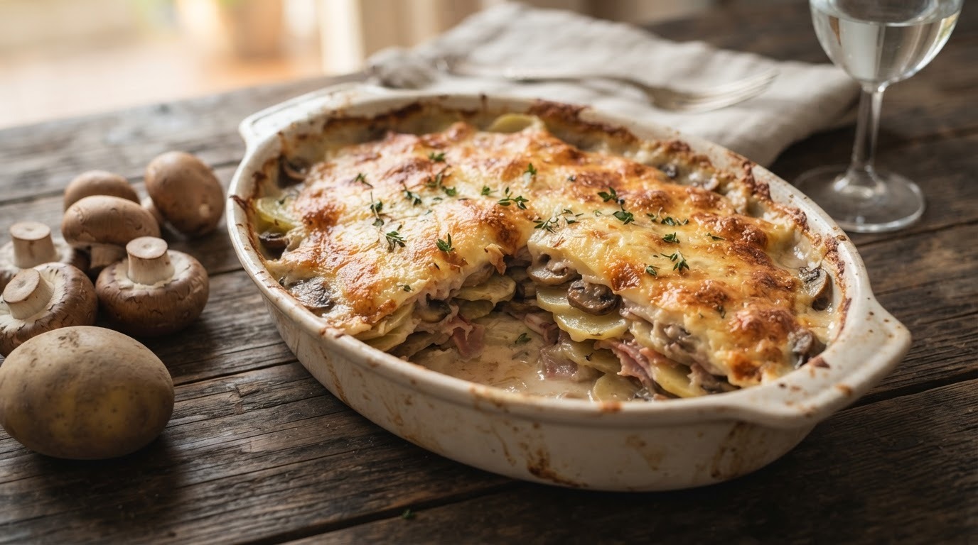Champignon-aardappelgratin
