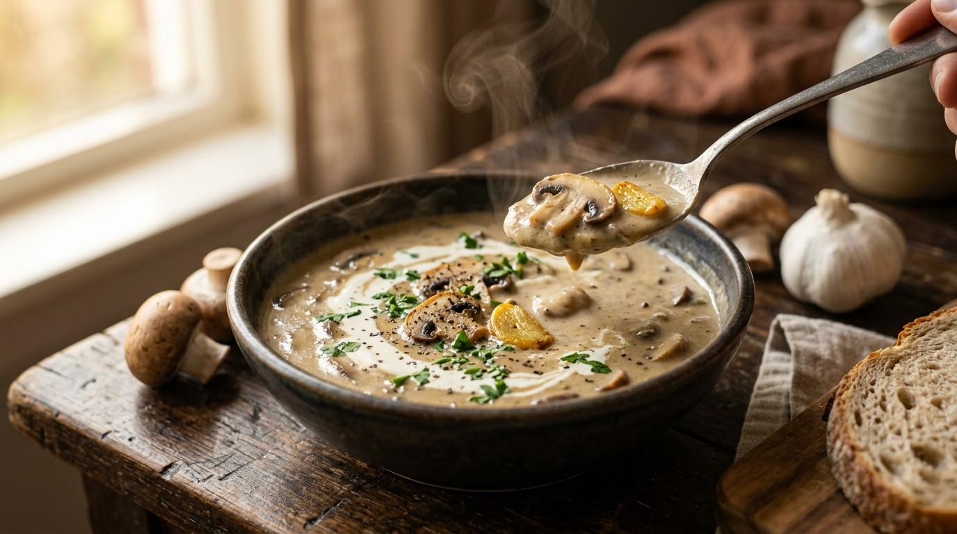 Champignon-knoflooksoep