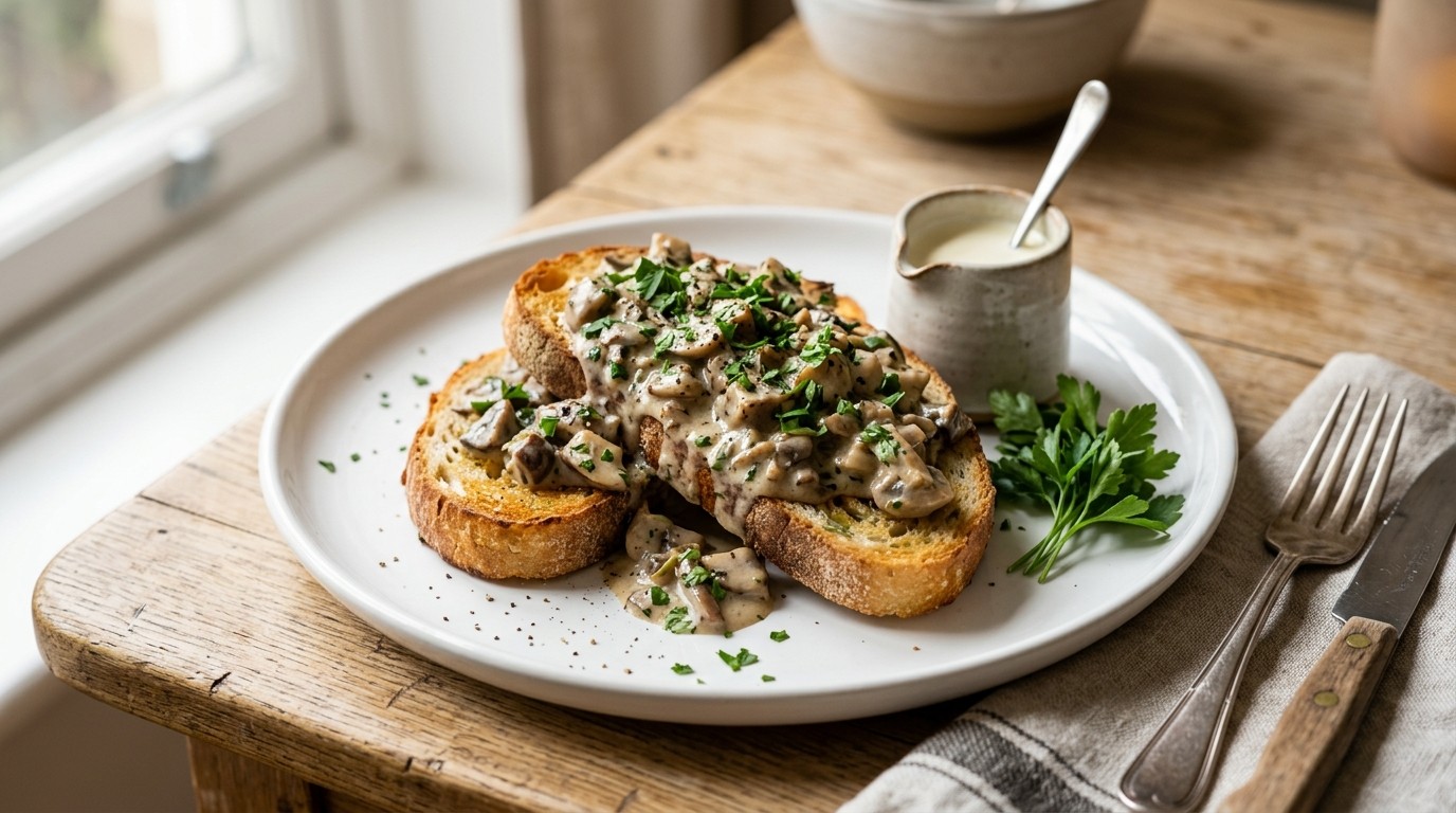 Champignonnencreme met Geroosterd Brood