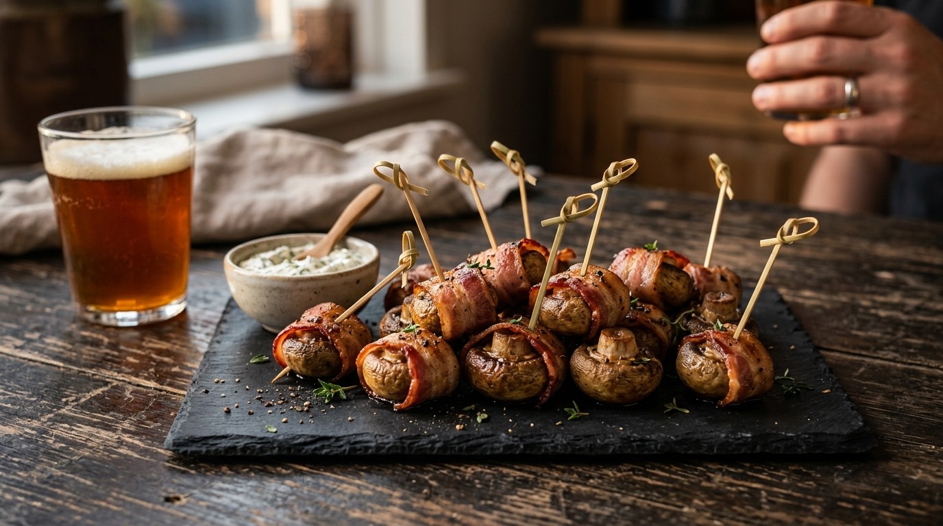 Champignons in Bacon recept Champignons in Bacon recept