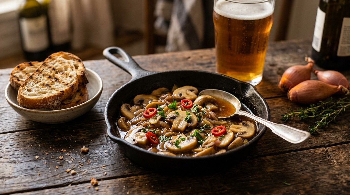 Champignons in Biersaus