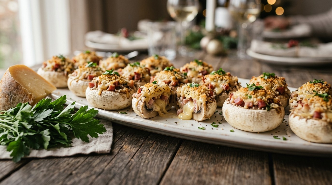 Champignons met Ham-kaasvulling Voor Buffet recept Champignons met Ham-kaasvulling Voor Buffet recept