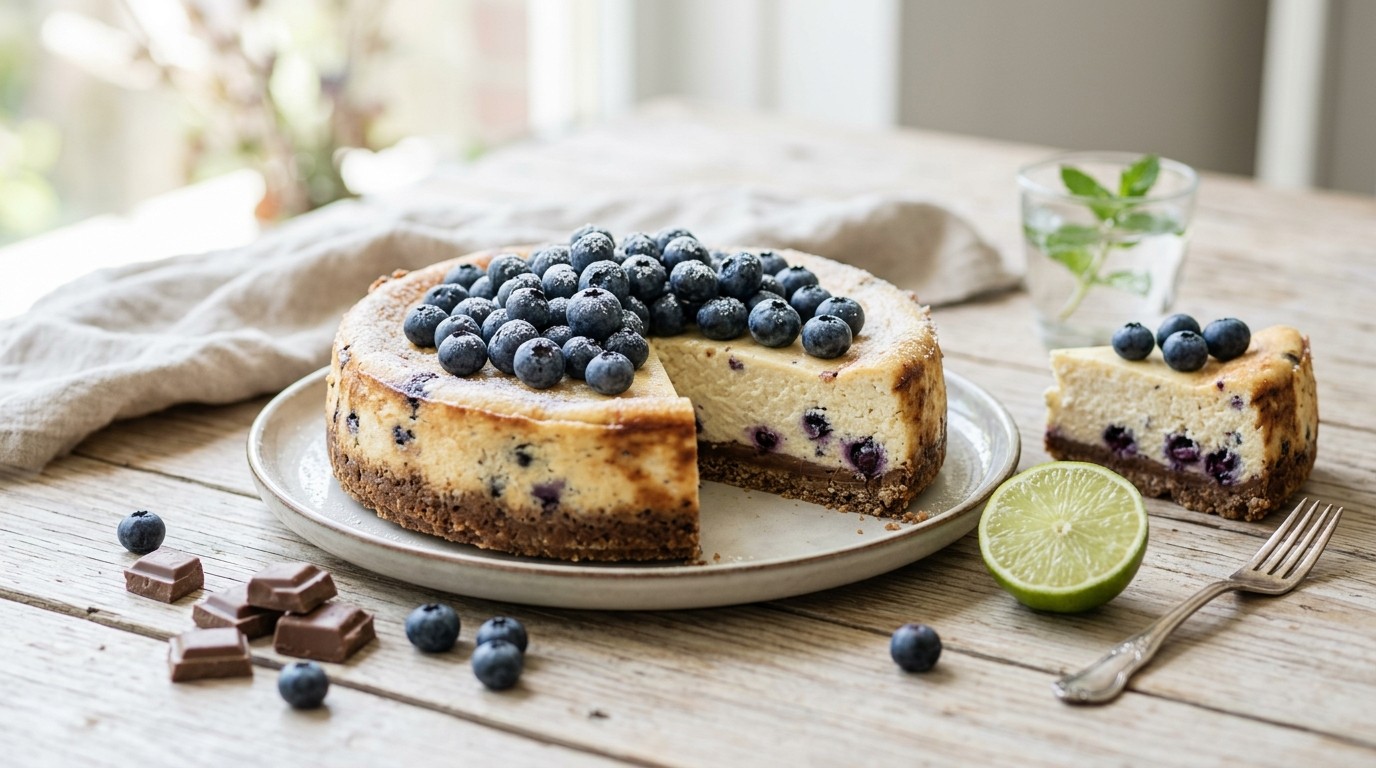 Cheesecake met Blauwe Bessen